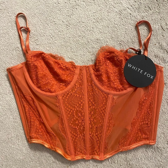 White Fox Bustier Orange Corset Top - Picture 2 of 5